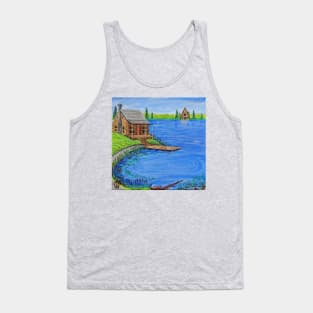 Cabin at the Lake in the Spring Season Tank Top